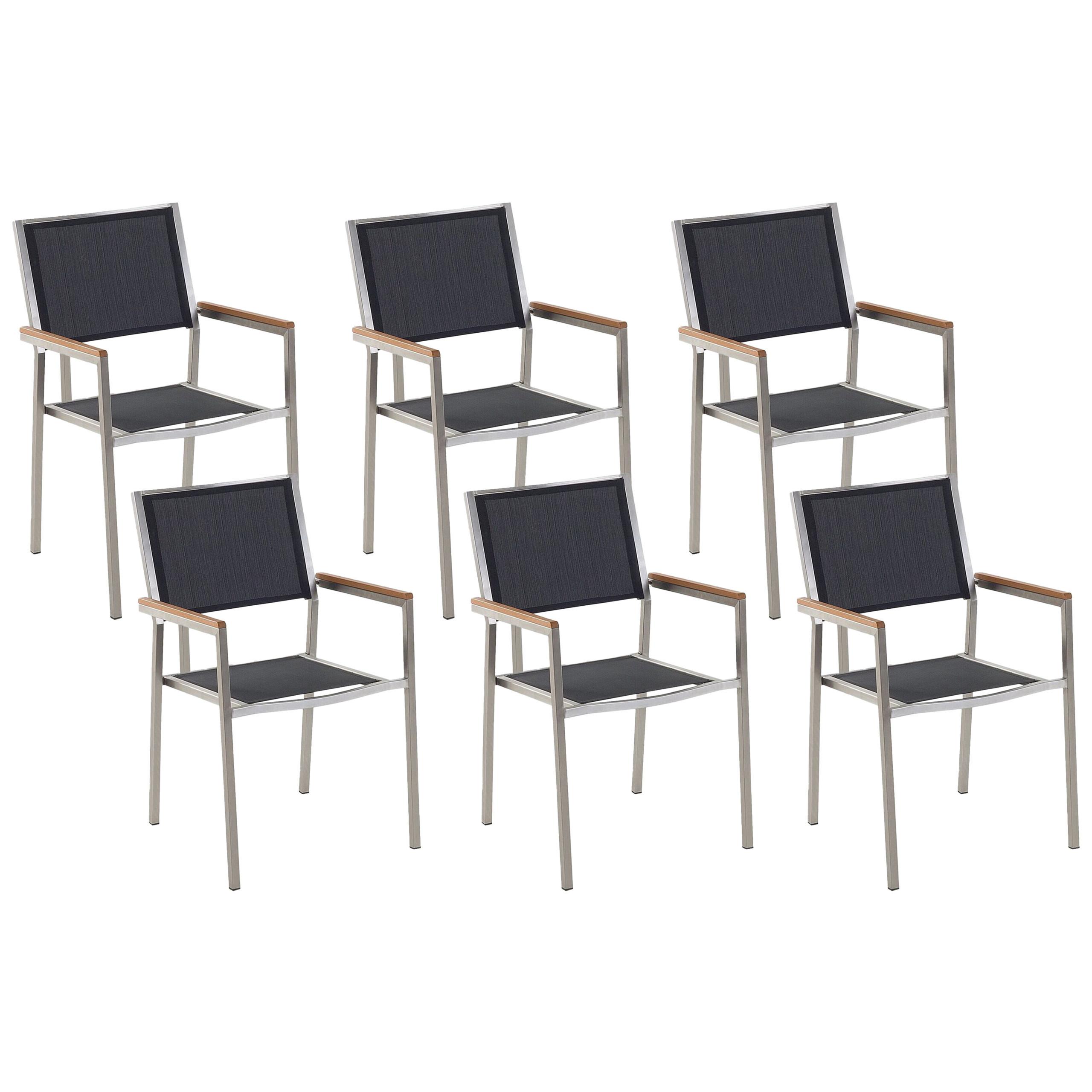 wohnli-moebel-suche-800000569411 Wohnli Möbelsuche - GARTENSTUHL 6er-Set schwarz Edelstahl Grosseto
