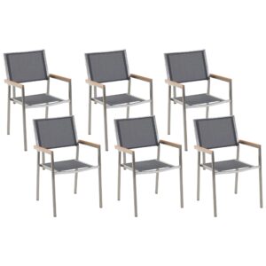 Wohnli Möbelsuche - GARTENSTUHL 6er-Set grau Edelstahl Grosseto