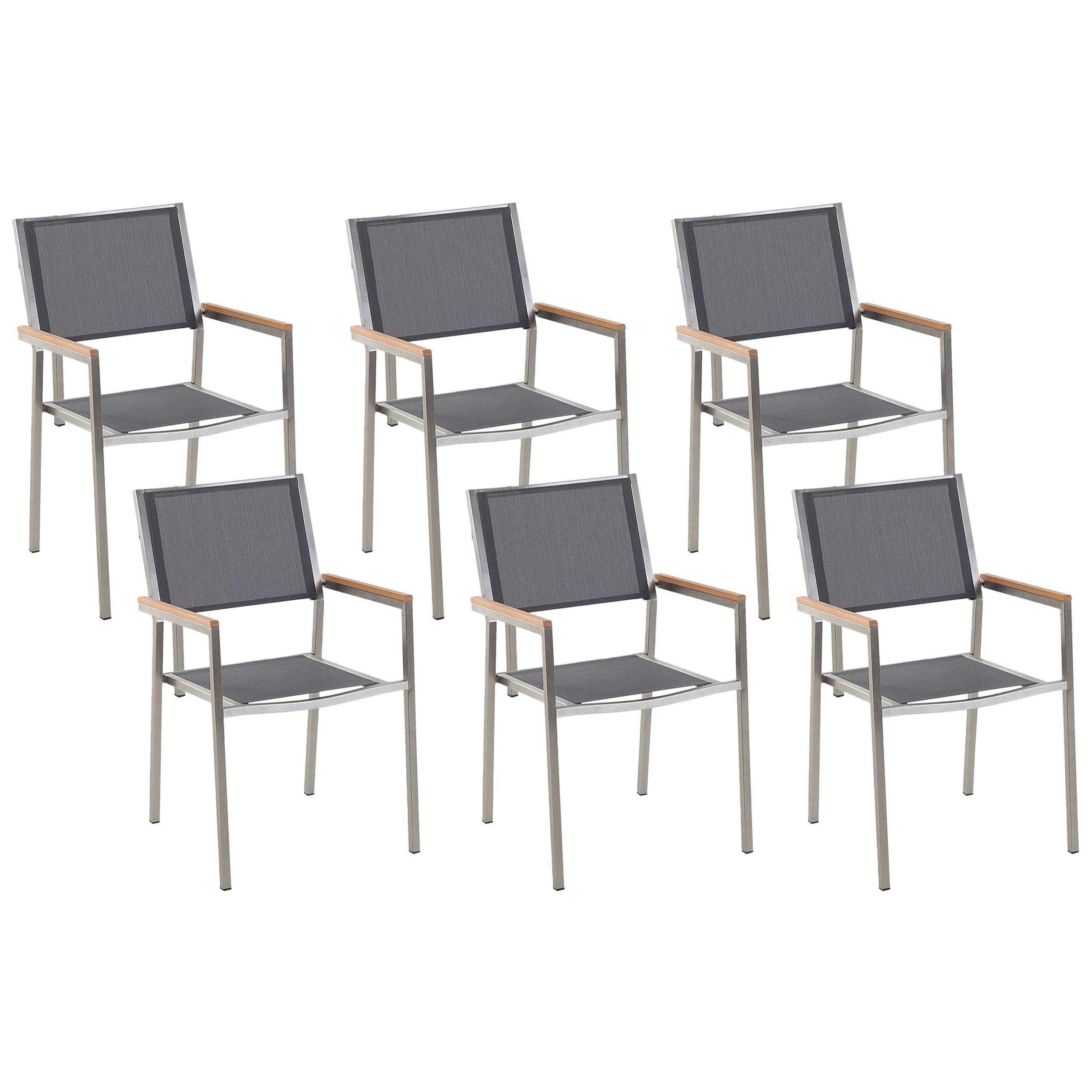 Wohnli Möbelsuche - GARTENSTUHL 6er-Set grau Edelstahl Grosseto