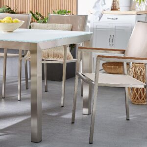 GARTENSTUHL 6er-Set beige Edelstahl Grosseto Metall Beliani Garten & Outdoor > Gartenmöbel > Gartenstühle Beige