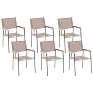 Wohnli Möbelsuche - GARTENSTUHL 6er-Set beige Edelstahl Grosseto