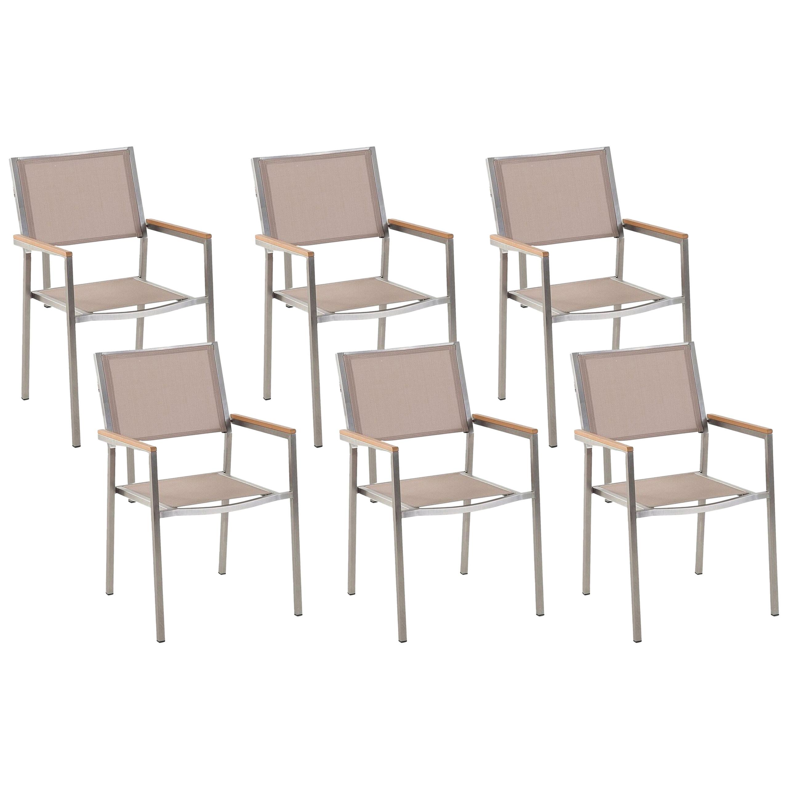 Wohnli Möbelsuche - GARTENSTUHL 6er-Set beige Edelstahl Grosseto
