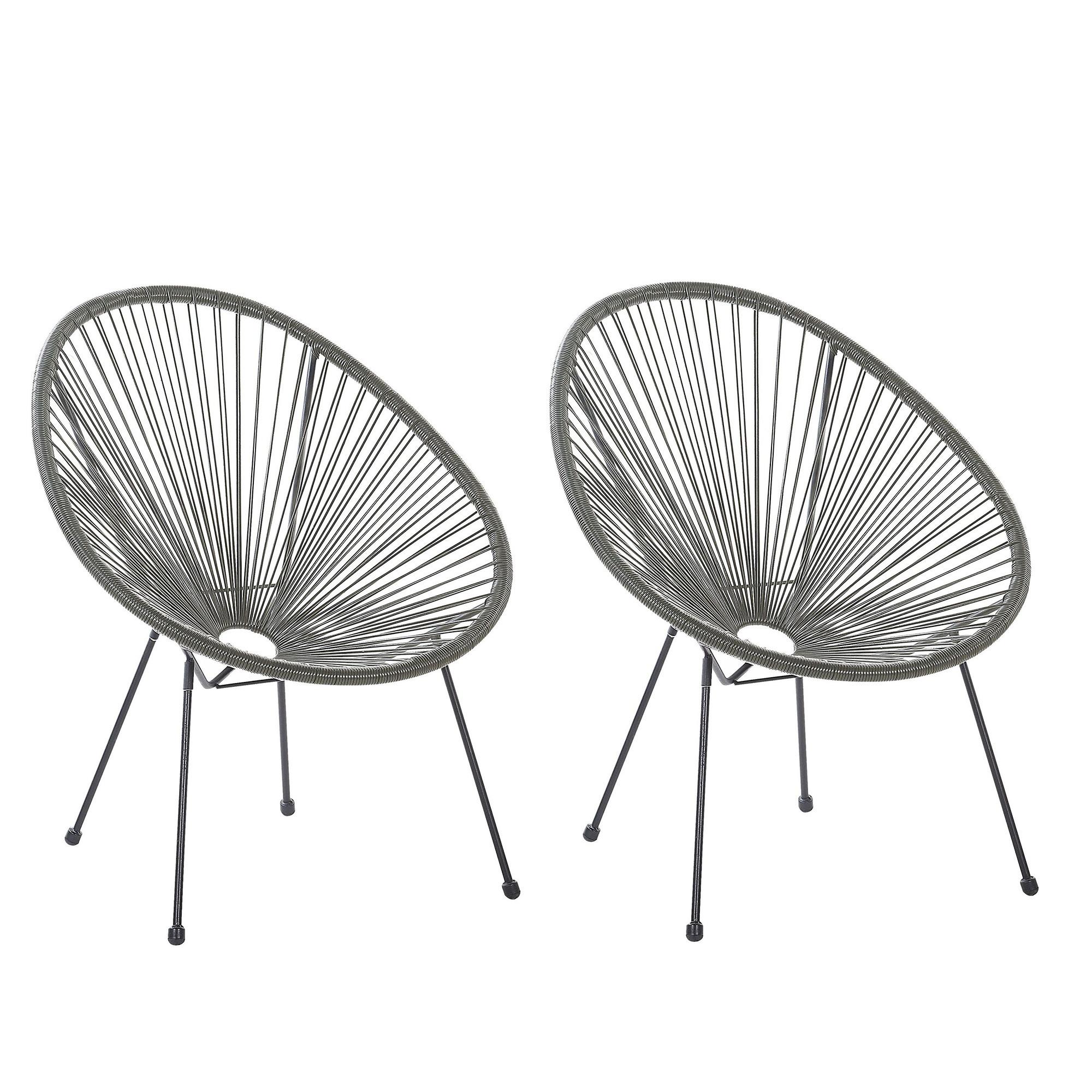 Wohnli Möbelsuche - RATTANSTUHL 2er-SET Kunststoff dunkelgrau 70 cm Acapulco II