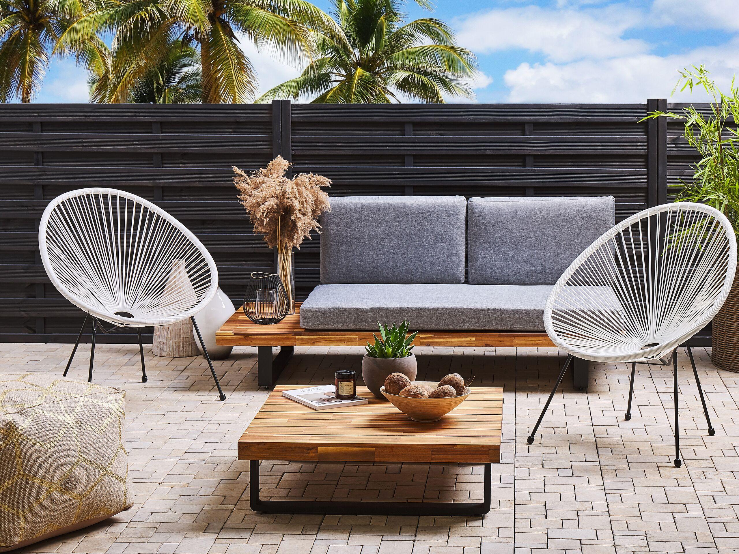 RATTANSTUHL 2er-SET Kunststoff weiß 70 cm Acapulco II Kunststoff Beliani Garten & Outdoor > Gartenmöbel > Gartenstühle Weiß