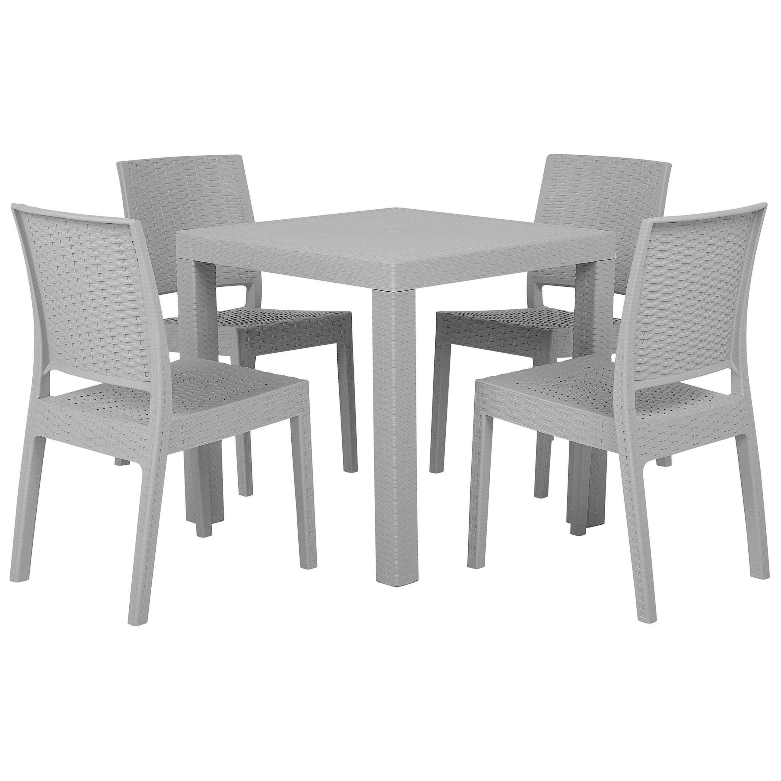 Wohnli Möbelsuche - GARTENMÖBEL SET 4-Sitzer Rattanoptik hellgrau Fossano