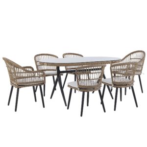 wohnli-moebel-suche-800000569782 Wohnli Möbelsuche - GARTENMÖBEL SET 6-Sitzer Rattan natürlich Auflagen beige Aliano II