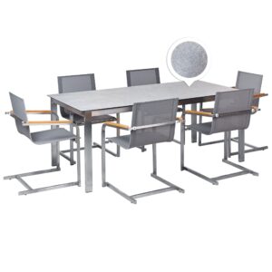 Wohnli Möbelsuche - GARTENMÖBEL SET 6-Sitzer Keramik-Glas Textil grau Cosoleto
