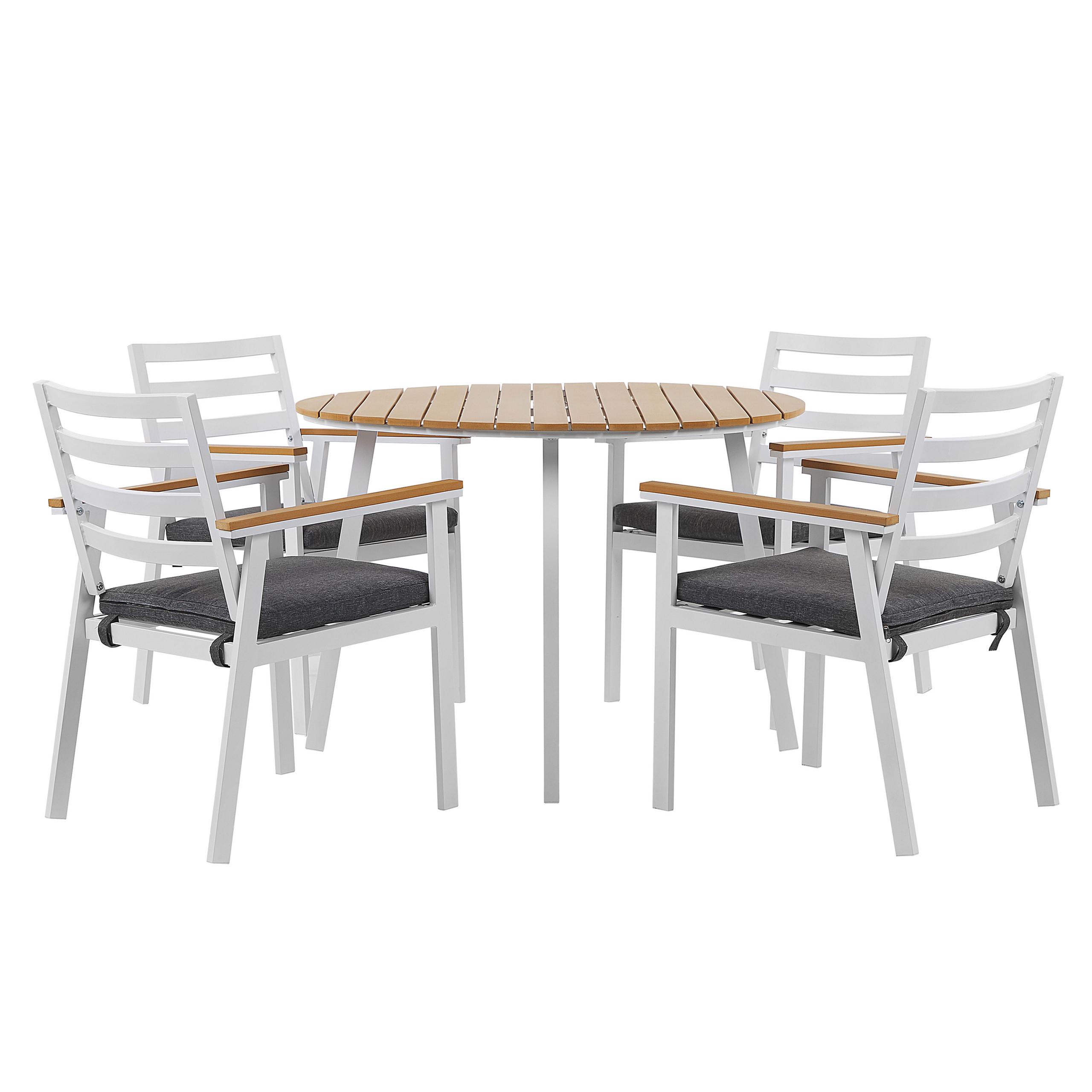 Wohnli Möbelsuche - GARTENMÖBEL SET 4-Sitzer Aluminium weiß Auflagen grau Cavoli