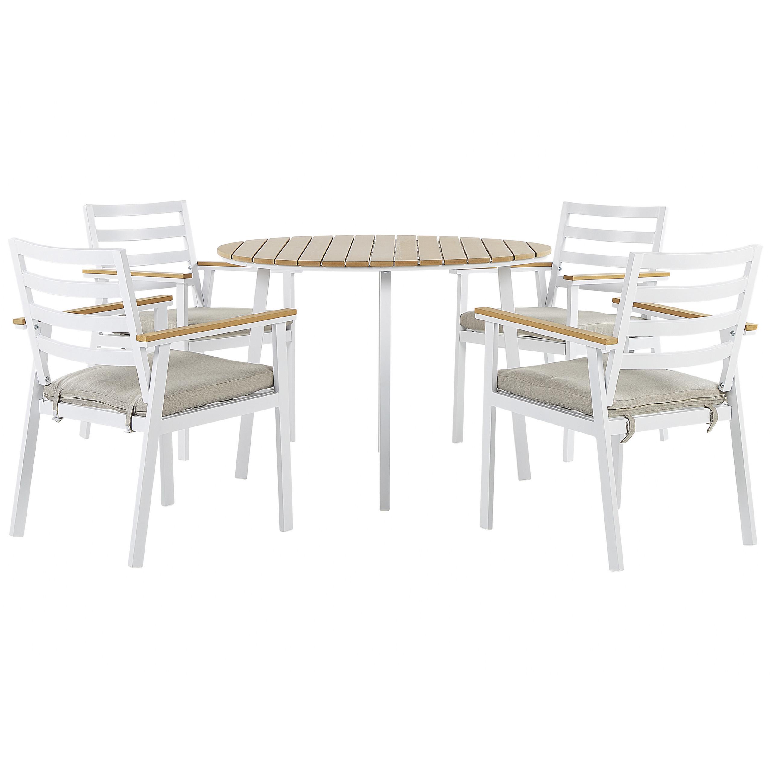 Wohnli Möbelsuche - GARTENMÖBEL SET 4-Sitzer Aluminium weiß Auflagen beige Cavoli