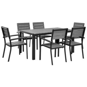 Wohnli Möbelsuche - GARTENMÖBEL SET 6-Sitzer Kunstholz grau/schwarz Como