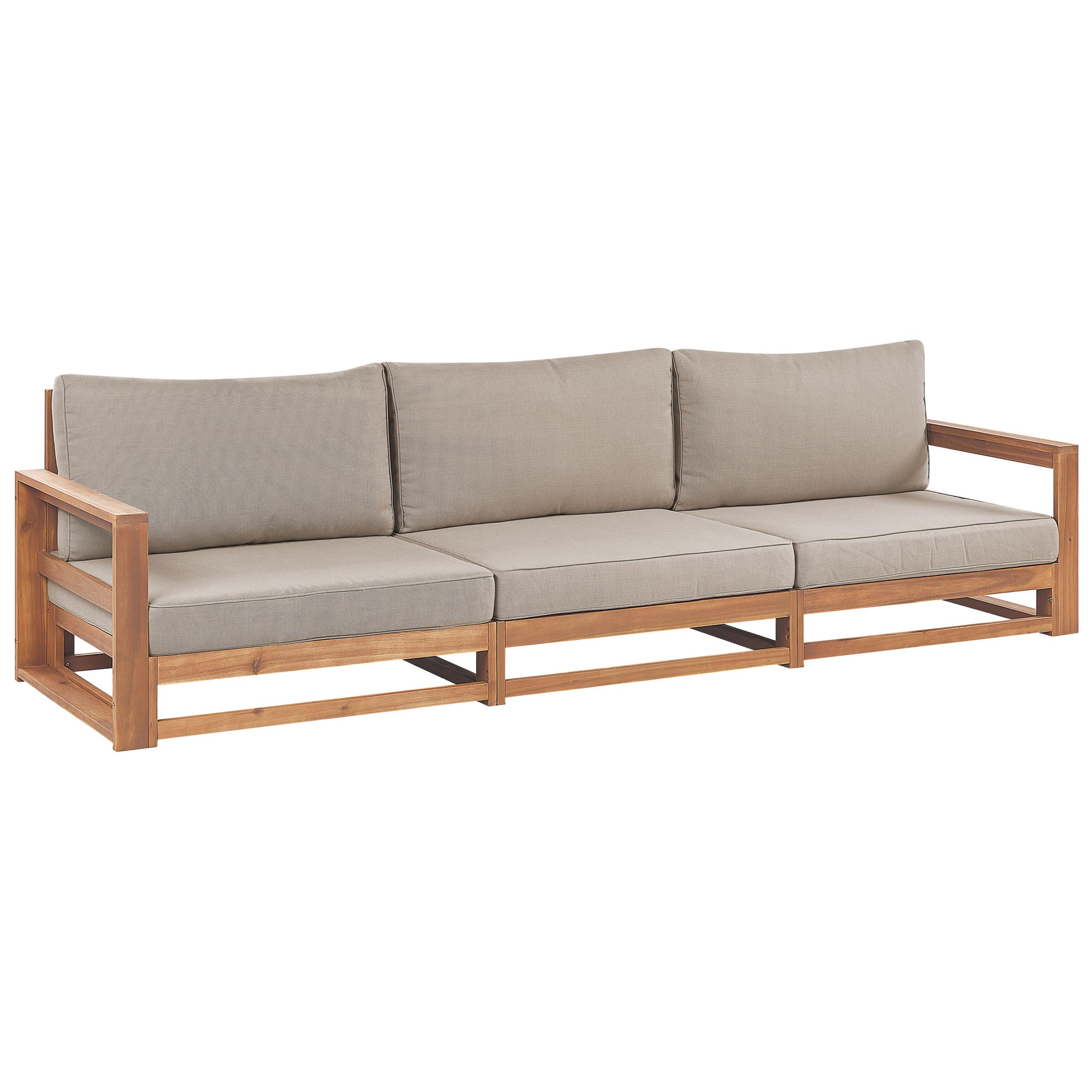 wohnli-moebel-suche-800000569830 Wohnli Möbelsuche - 3-SITZER-GARTENSOFA Zertifiziertes Akazienholz hellbraun modular Auflagen taupe Timor II