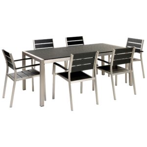 Wohnli Möbelsuche - GARTENMÖBEL SET 6-Sitzer Aluminium Kunstholz schwarz Vernio