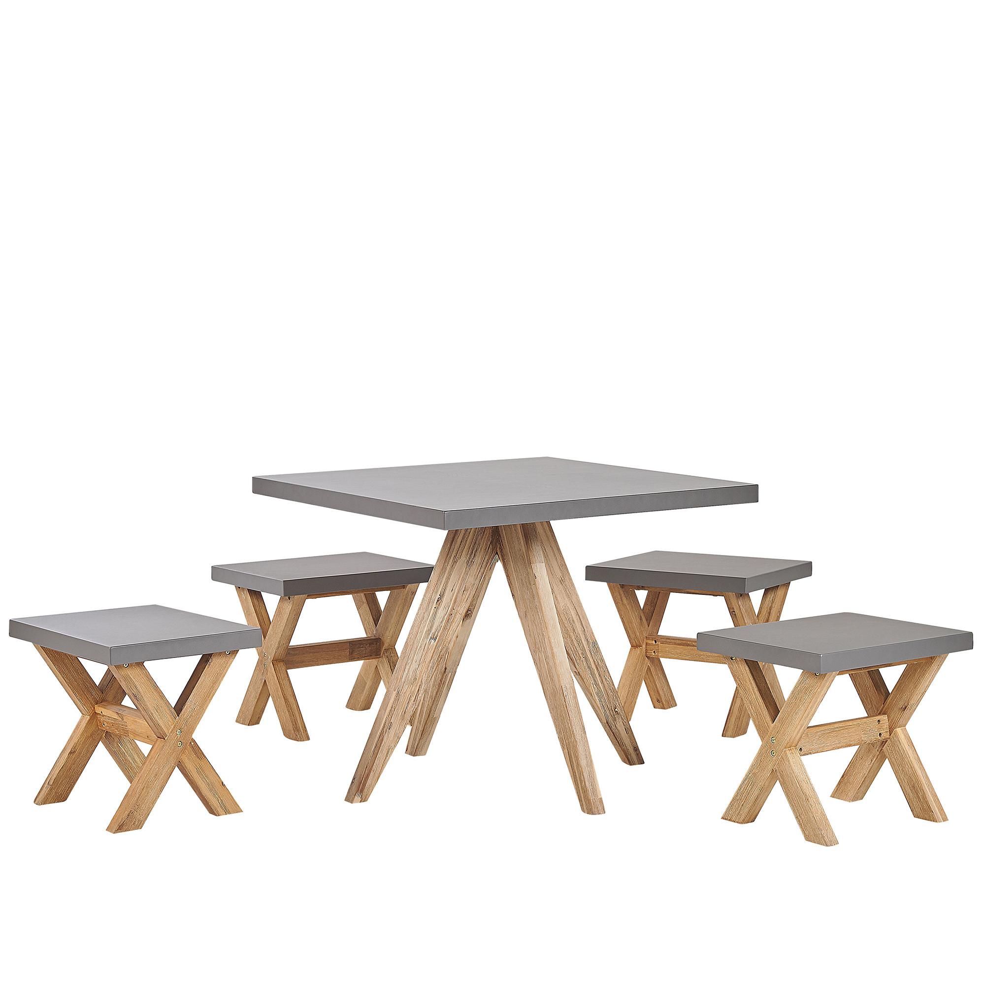 Wohnli Möbelsuche - GARTENMÖBEL SET 4-Sitzer Faserzement grau 5-teilig Tisch quadratisch Olbia