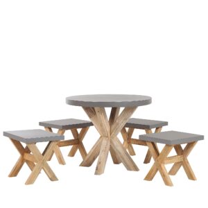 wohnli-moebel-suche-800000569850 Wohnli Möbelsuche - GARTENMÖBEL SET 4-Sitzer Faserzement grau 5-teilig Tisch 90 cm Olbia