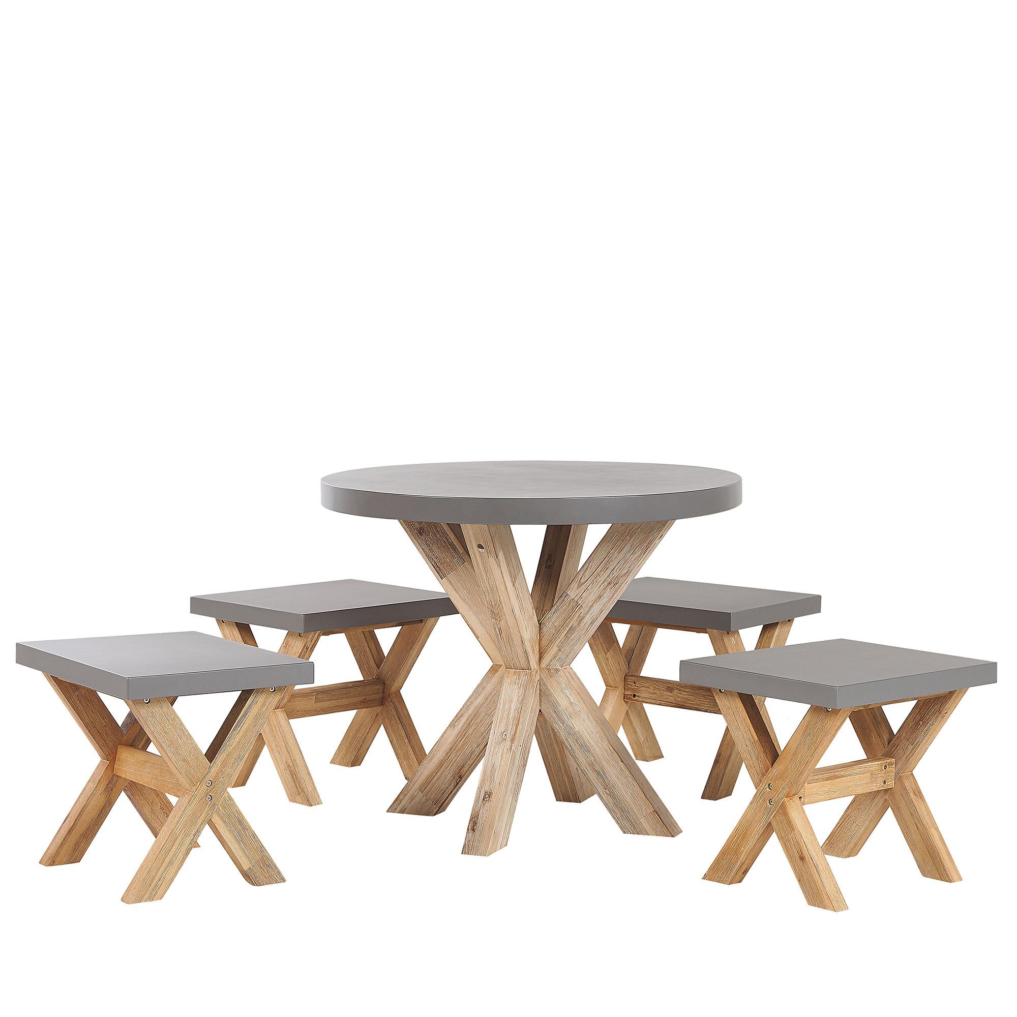 Wohnli Möbelsuche - GARTENMÖBEL SET 4-Sitzer Faserzement grau 5-teilig Tisch 90 cm Olbia