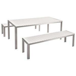 wohnli-moebel-suche-800000569852 Wohnli Möbelsuche - GARTENMÖBEL SET Kunstholz weiß 2 Bänke Nardo
