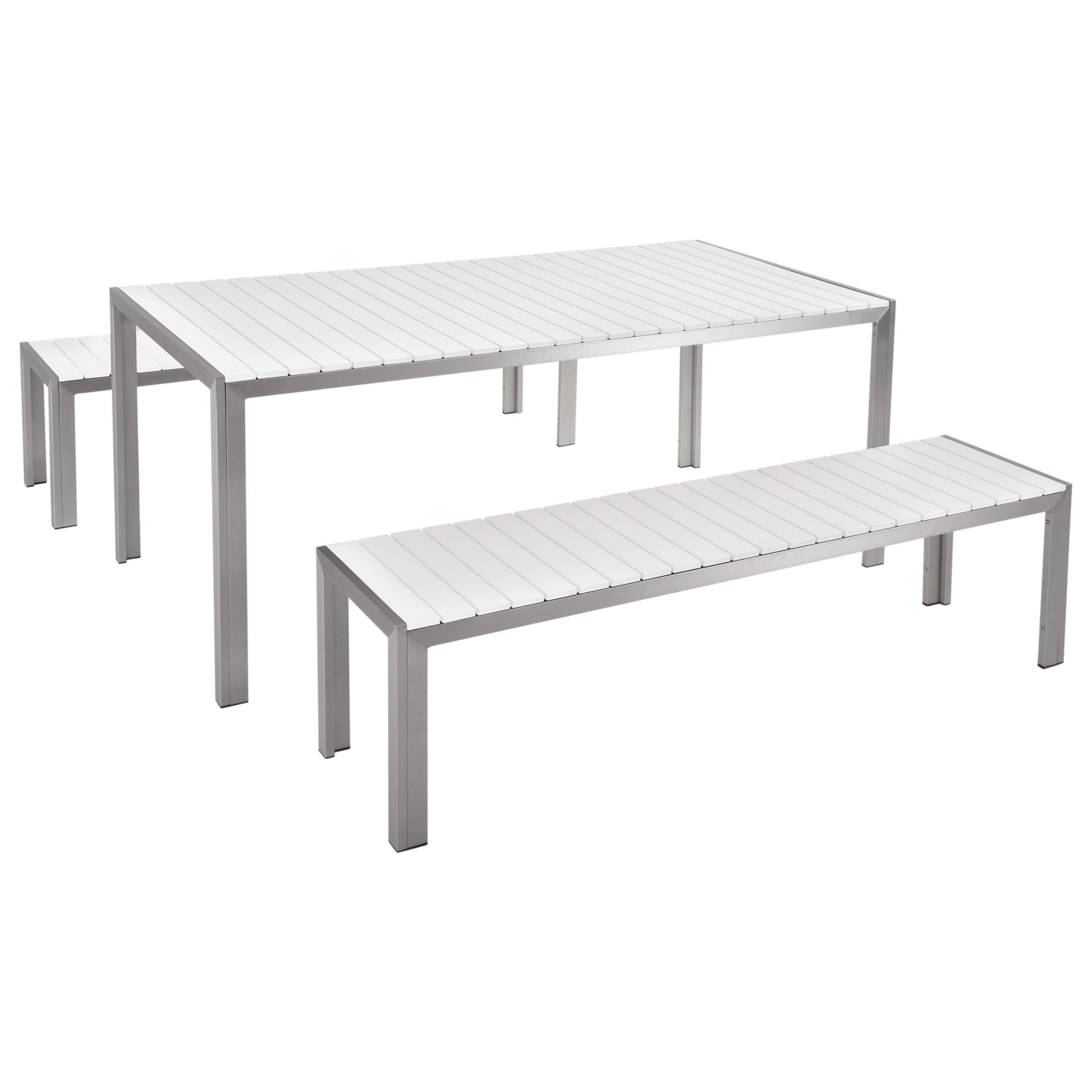 Wohnli Möbelsuche - GARTENMÖBEL SET Kunstholz weiß 2 Bänke Nardo