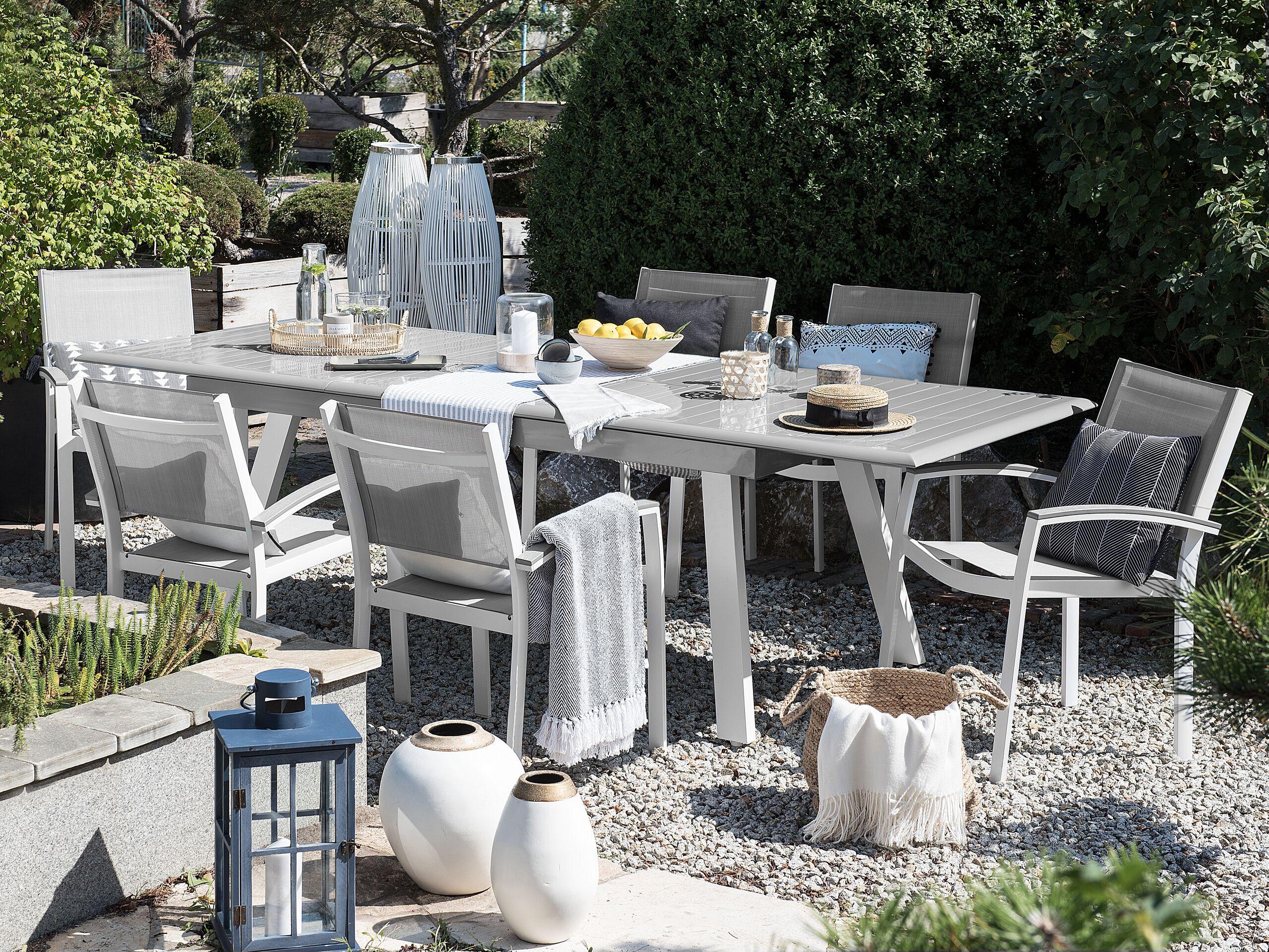 GARTENMÖBEL SET 6-Sitzer Aluminium grau Pereta Metall Beliani Garten & Outdoor > Gartenmöbel > Gartenmöbel-Sets Grau