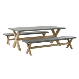 wohnli-moebel-suche-800000569862 Wohnli Möbelsuche - GARTENMÖBEL SET 6-Sitzer Faserzement grau 3-teilig Olbia
