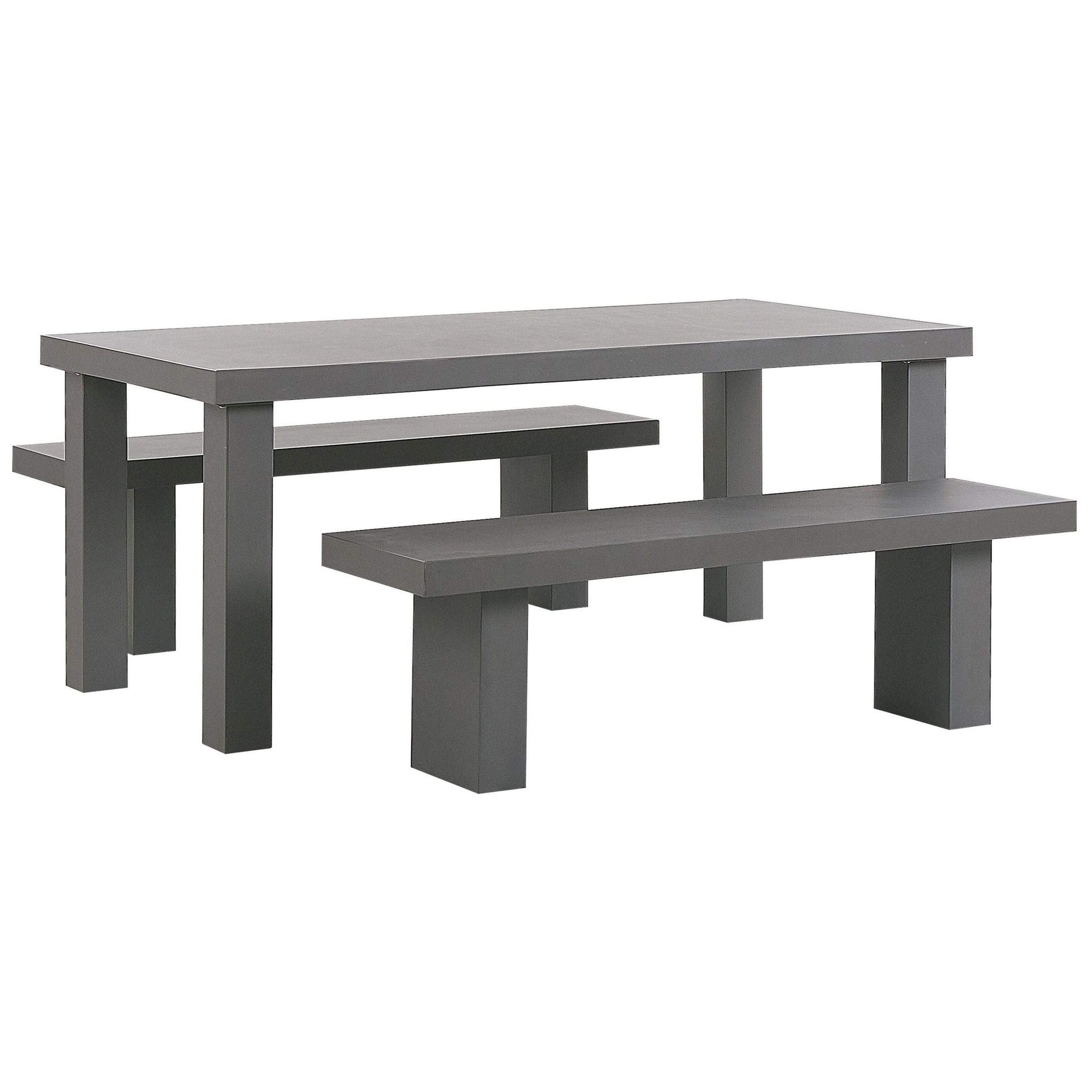 Wohnli Möbelsuche - GARTENMÖBEL SET Beton grau Tisch mit 2 Bänken Taranto