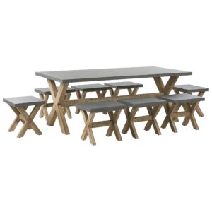wohnli-moebel-suche-800000569873 Wohnli Möbelsuche - GARTENMÖBEL SET 8-Sitzer Faserzement grau 9-teilig Olbia