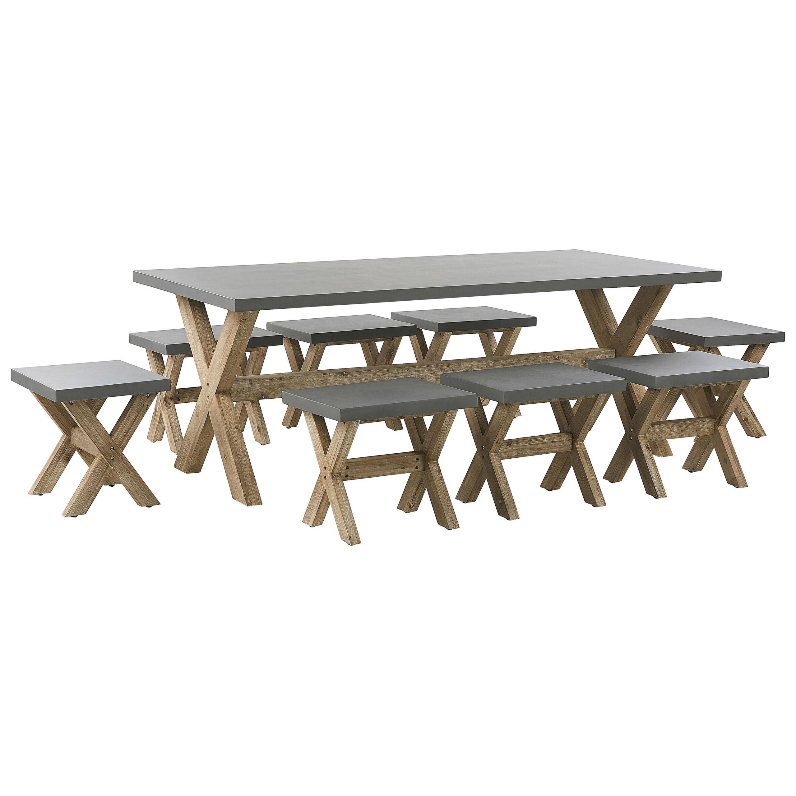 Wohnli Möbelsuche - GARTENMÖBEL SET 8-Sitzer Faserzement grau 9-teilig Olbia