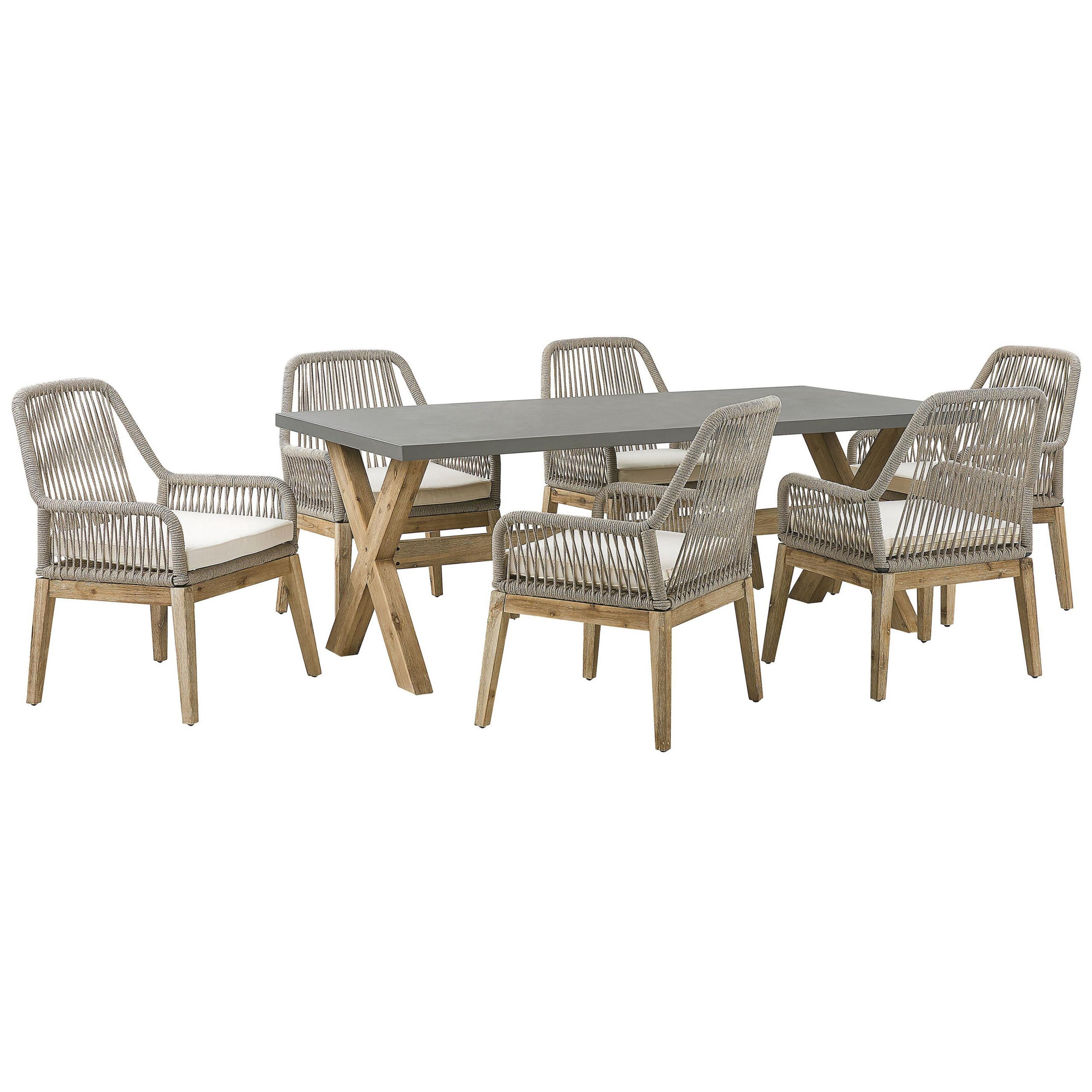 wohnli-moebel-suche-800000569879 Wohnli Möbelsuche - GARTENMÖBEL SET 6-Sitzer Faserzement 200/100 cm grau/beige Olbia