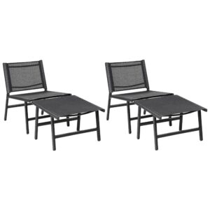 wohnli-moebel-suche-800000569880 Wohnli Möbelsuche - GARTENSTUHL 2er-SET Aluminium schwarz mit Fußhocker Marceddi