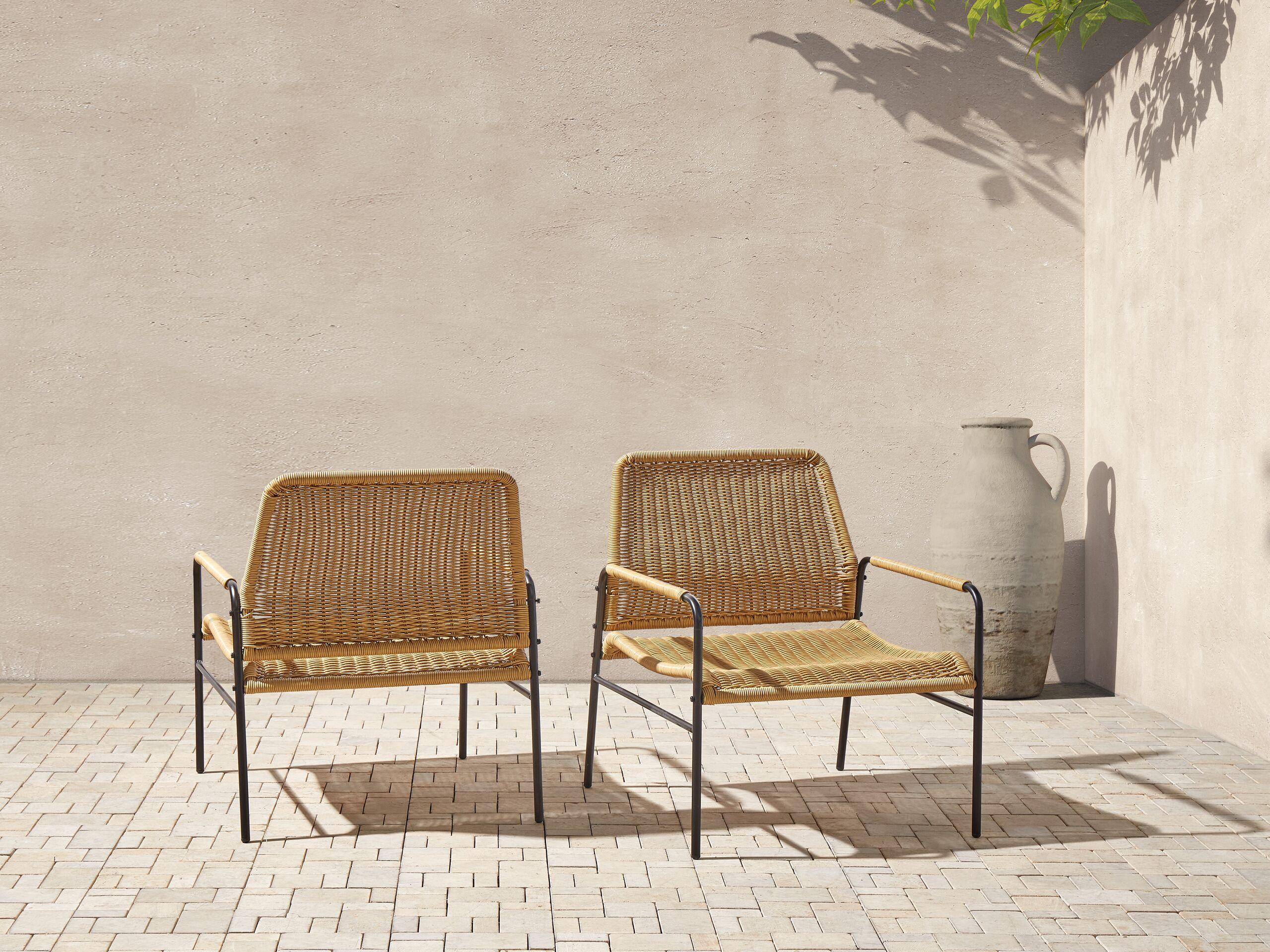 GARTENSTÜHLE 2er-SET aus Rattan Natur Prasimo Naturmaterialien Beliani Garten & Outdoor > Gartenmöbel > Gartenstühle Braun