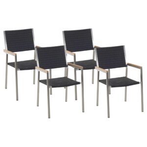 Wohnli Möbelsuche - GARTENSTUHL 4er-Set Rattan Edelstahl Grosseto