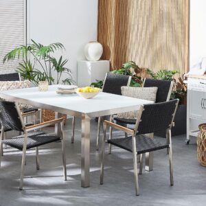 GARTENSTUHL 6er-Set Rattan Edelstahl Grosseto Kunststoff Beliani Garten & Outdoor > Gartenmöbel > Gartenstühle Schwarz