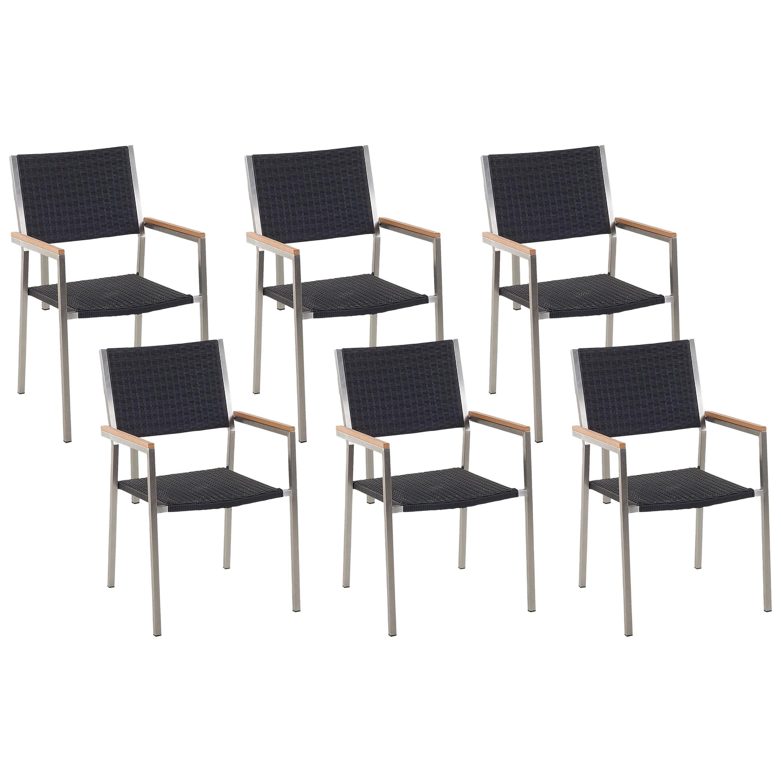 wohnli-moebel-suche-800000569888 Wohnli Möbelsuche - GARTENSTUHL 6er-Set Rattan Edelstahl Grosseto