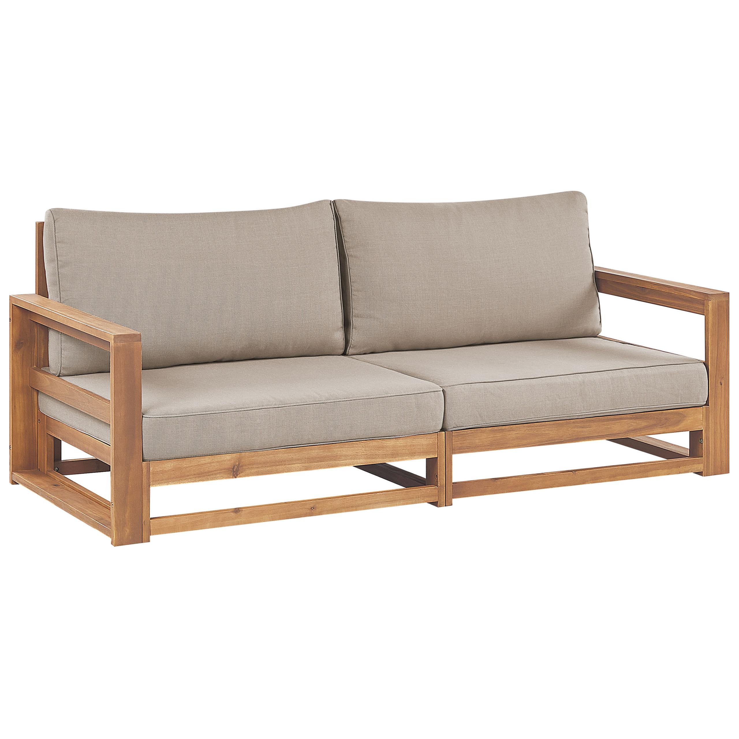 wohnli-moebel-suche-800000569895 Wohnli Möbelsuche - GARTENSOFA 2-sitzer zertifiziertes Akazienholz hellbraun Auflagen taupe Timor