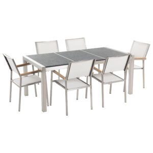 wohnli-moebel-suche-800000570006 Wohnli Möbelsuche - GARTENMÖBEL SET 6-Sitzer Naturstein schwarz geflammt weiß Grosseto