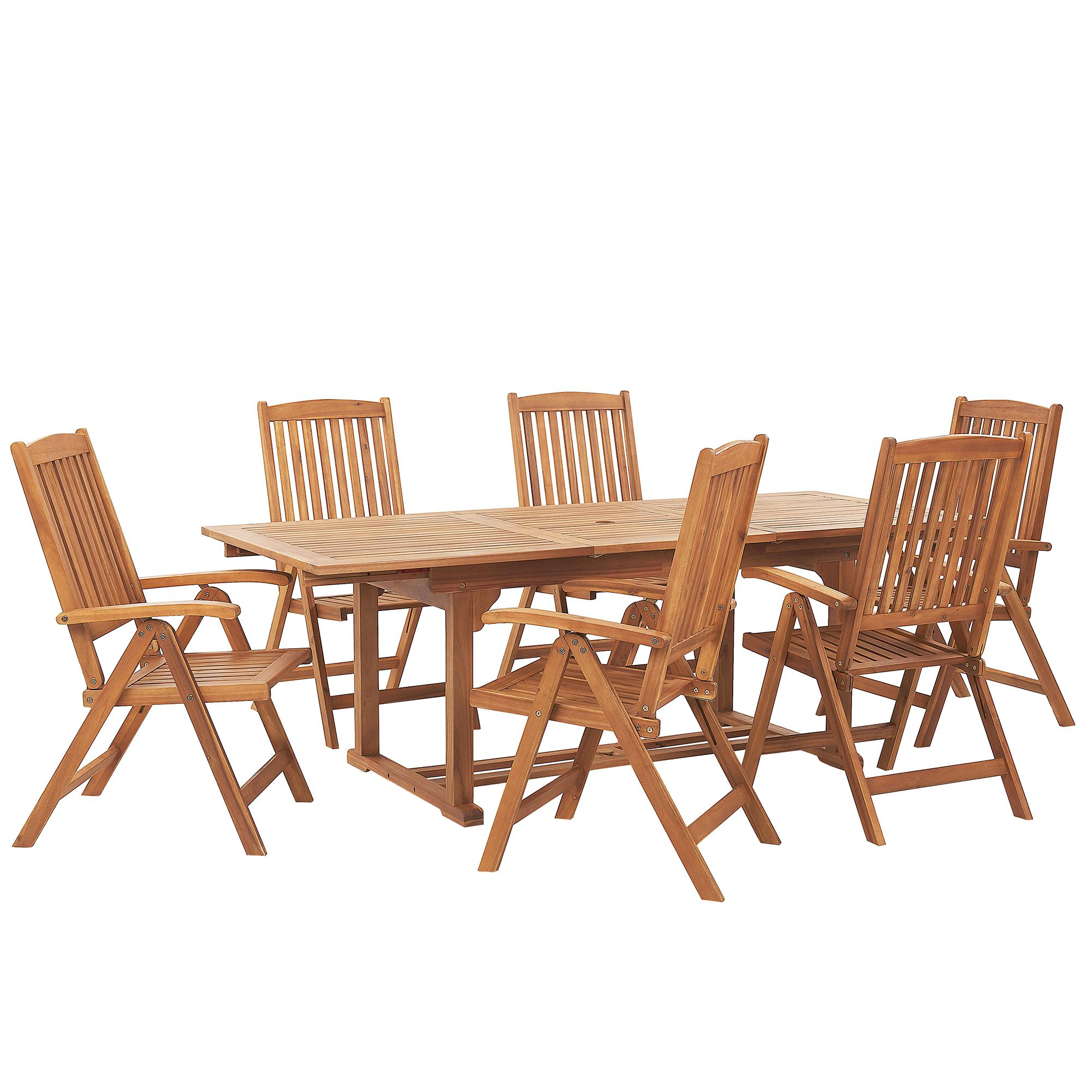 Wohnli Möbelsuche - GARTENMÖBEL SET 6-Sitzer Akazienholz hellbraun Java