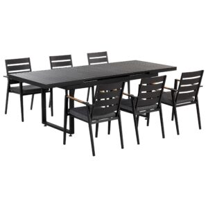 wohnli-moebel-suche-800000570018 Wohnli Möbelsuche - GARTENMÖBEL SET 6-Sitzer Aluminium schwarz Auflagen grau Valcanetto/Taviano