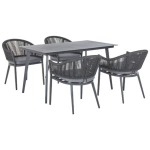 Wohnli Möbelsuche - GARTENMÖBEL-SET 4-Sitzer Aluminium/Flechtseil grau Mileto