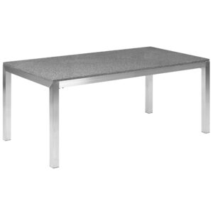 wohnli-moebel-suche-800000570025-1 GARTENMÖBEL SET 6-Sitzer Granit grau poliert Textilbespannung weiß Grosseto Metall Beliani Garten & Outdoor > Gartenmöbel > Gartenmöbel-Sets Grau