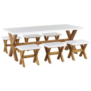 wohnli-moebel-suche-800000570026 Wohnli Möbelsuche - GARTENMÖBEL SET 6-Sitzer Faserzement weiß 7-teilig Olbia