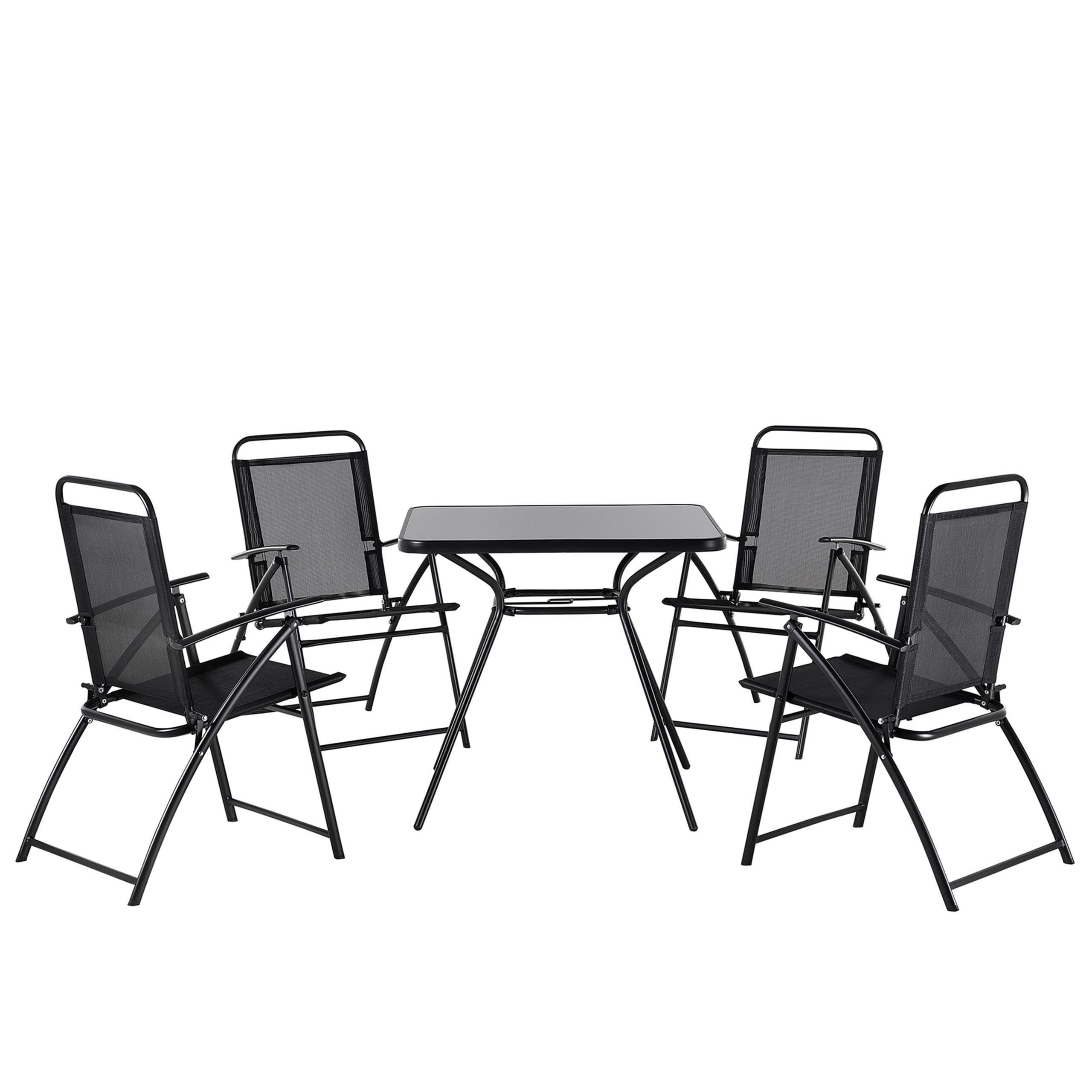 Wohnli Möbelsuche - GARTENMÖBEL SET 4-Sitzer Stahl schwarz Livo