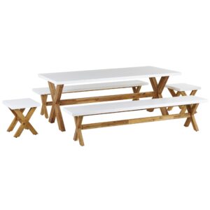 wohnli-moebel-suche-800000570034 Wohnli Möbelsuche - GARTENMÖBEL SET 8-Sitzer Faserzement weiß 5-teilig Olbia