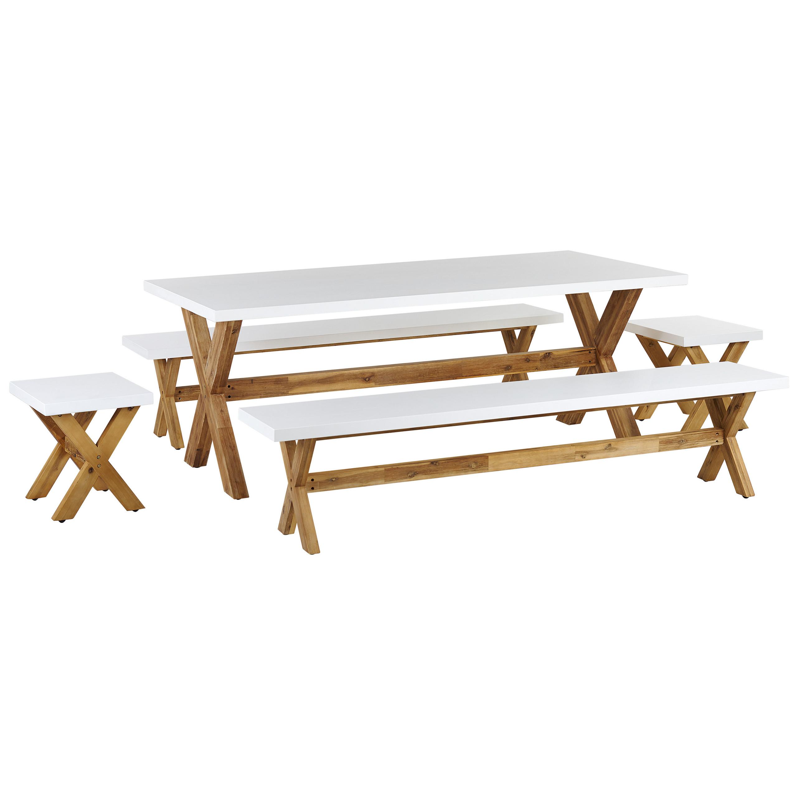 Wohnli Möbelsuche - GARTENMÖBEL SET 8-Sitzer Faserzement weiß 5-teilig Olbia