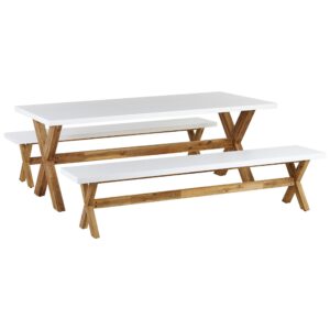 wohnli-moebel-suche-800000570037 Wohnli Möbelsuche - GARTENMÖBEL SET 6-Sitzer Faserzement weiß 3-teilig Olbia