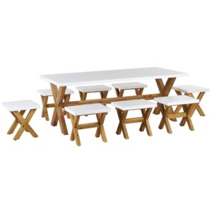 wohnli-moebel-suche-800000570042 Wohnli Möbelsuche - GARTENMÖBEL SET 8-Sitzer Faserzement weiß 9-teilig Olbia