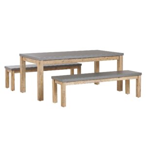 wohnli-moebel-suche-800000570050 Wohnli Möbelsuche - GARTENMÖBEL SET Beton/Akazienholz grau Tisch mit 2 Bänken Ostuni