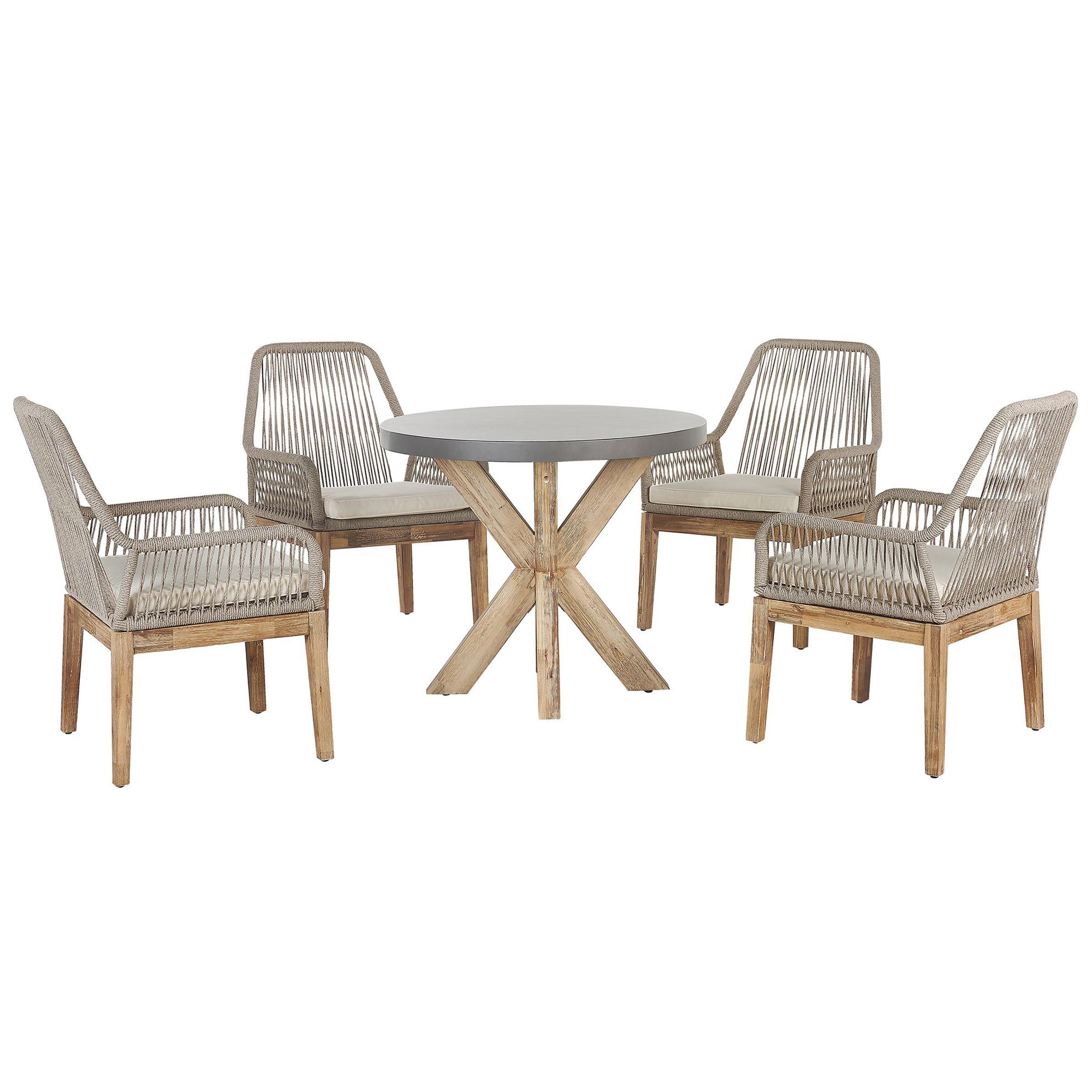 Wohnli Möbelsuche - GARTENMÖBEL SET 4-Sitzer Faserzement grau 90 cm beige Olbia