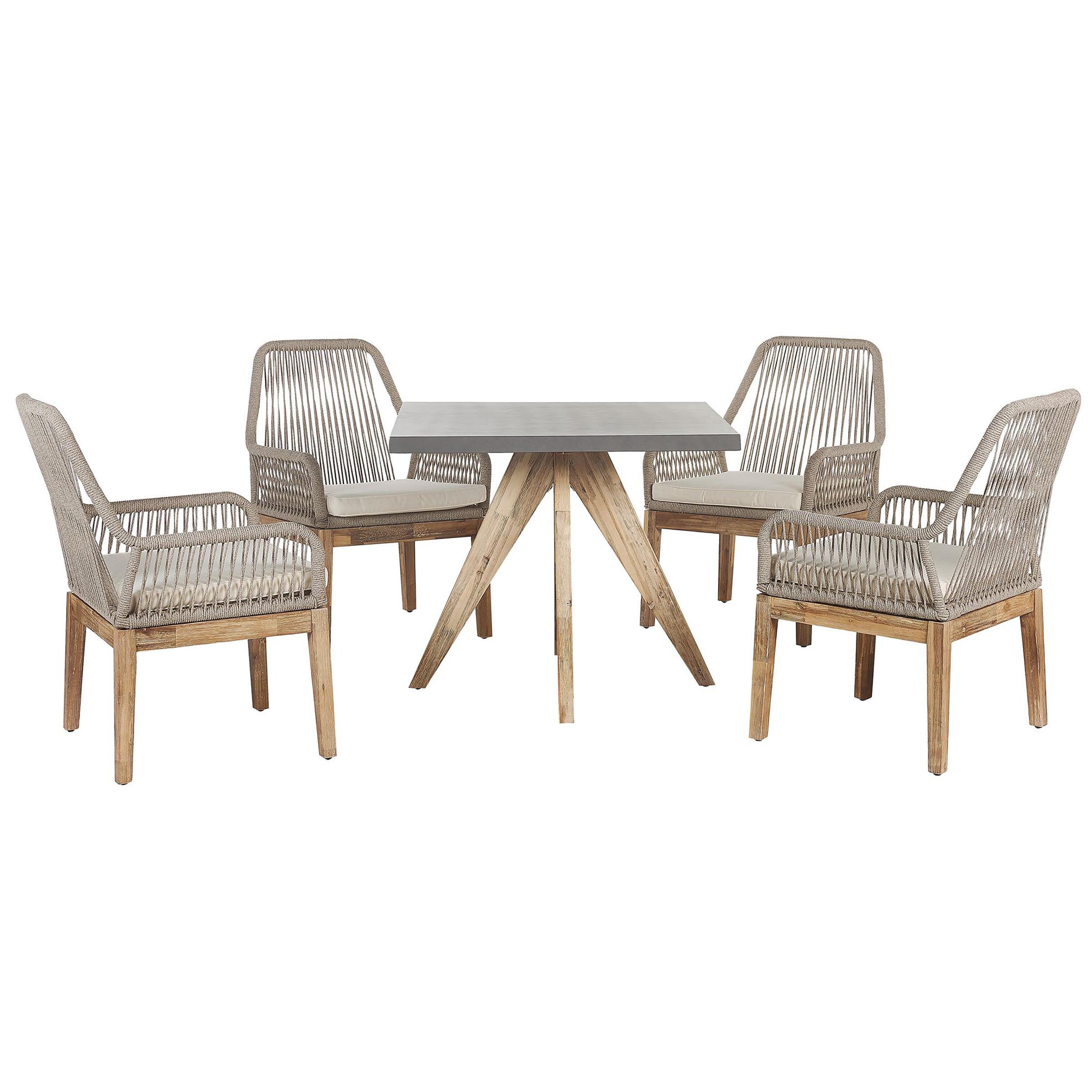 Wohnli Möbelsuche - GARTENMÖBEL SET 4-Sitzer Faserzement grau 90/90 cm beige Olbia