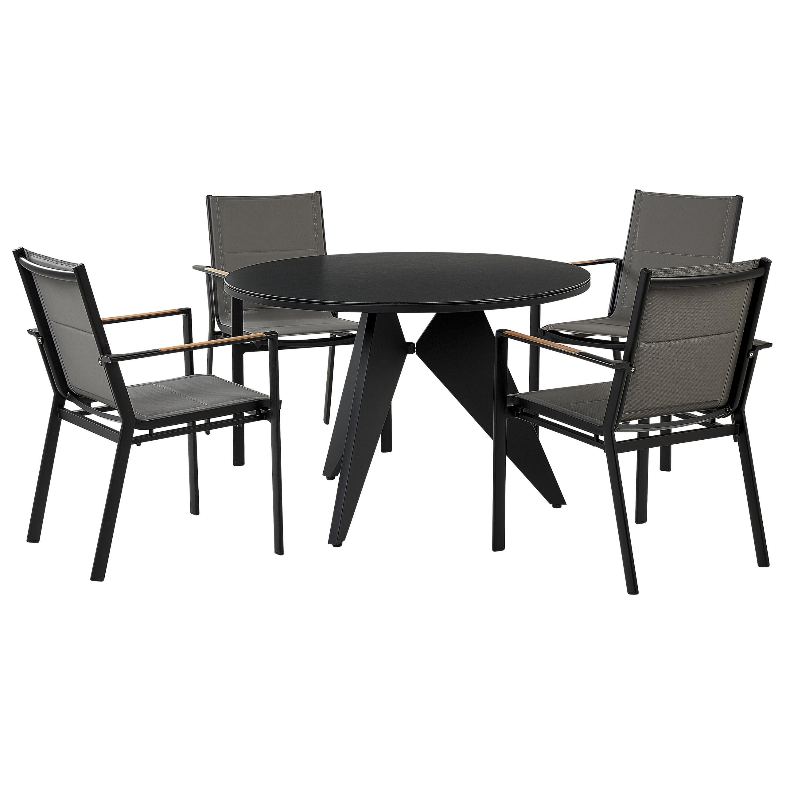 Wohnli Möbelsuche - GARTENMÖBEL SET 4-Sitzer Aluminium schwarz/grau Olmetto/Busetto