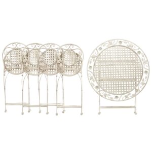 wohnli-moebel-suche-800000570068-1 BALKONSET 4-Sitzer Metall cremeweiß Klapptisch Bivio Metall Beliani Garten & Outdoor > Gartenmöbel > Gartenmöbel-Sets Weiß