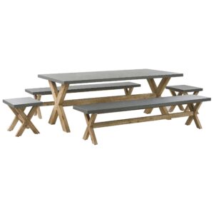 wohnli-moebel-suche-800000570071 Wohnli Möbelsuche - GARTENMÖBEL SET 8-Sitzer Faserzement grau 5-teilig Olbia